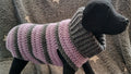 Gestrickter Hundepullover mit Rollkragen – Lila/Grau, S