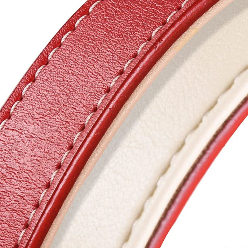 Gevoerde hondenhalsband van leer – rood