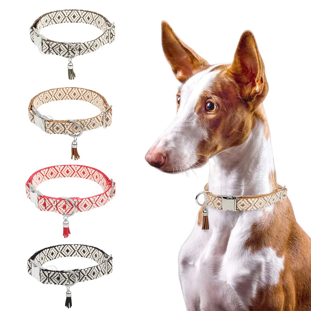 Verstelbare hondenhalsband met bohemian patroon