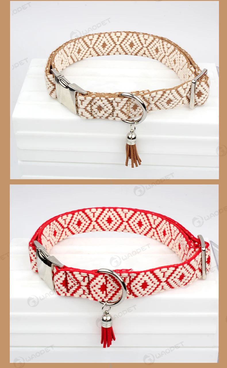 Verstelbare hondenhalsband met bohemian patroon
