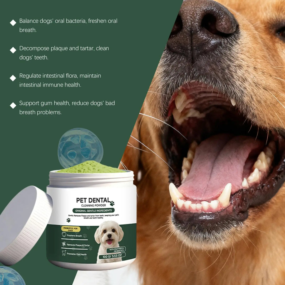 Tandreinigingspoeder voor honden
