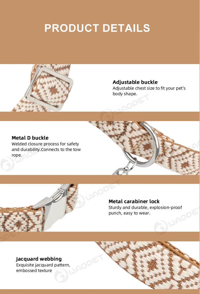 Verstelbare hondenhalsband met bohemian patroon