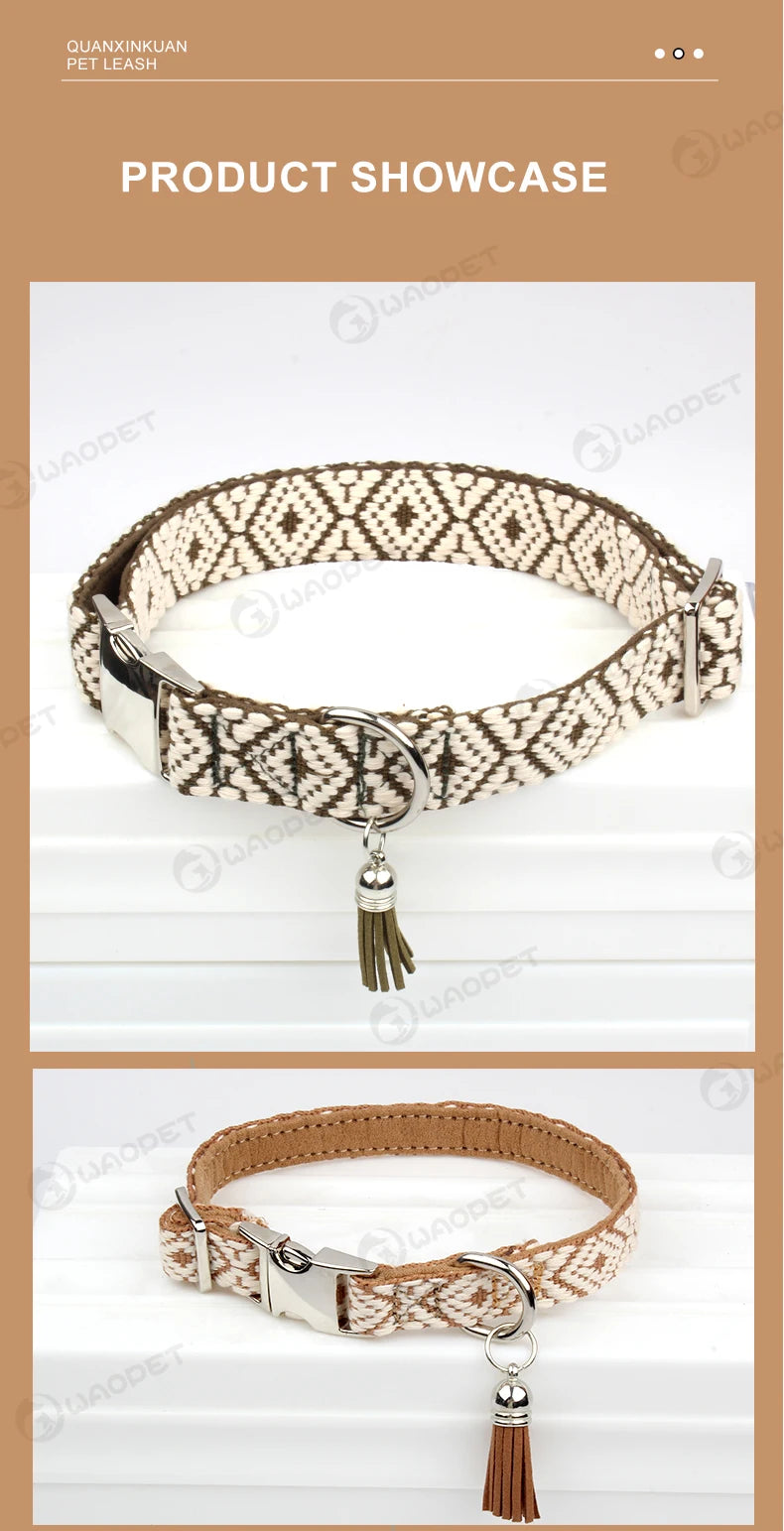 Verstelbare hondenhalsband met bohemian patroon