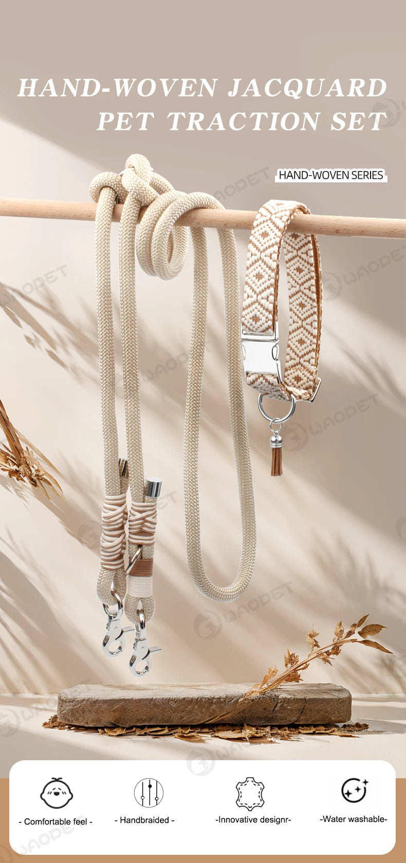 Verstelbare hondenhalsband met bohemian patroon