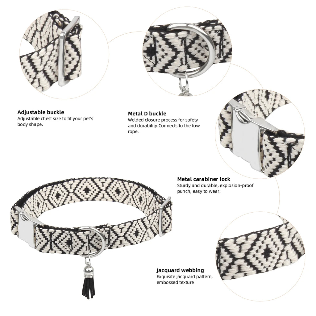 Verstelbare hondenhalsband met bohemian patroon