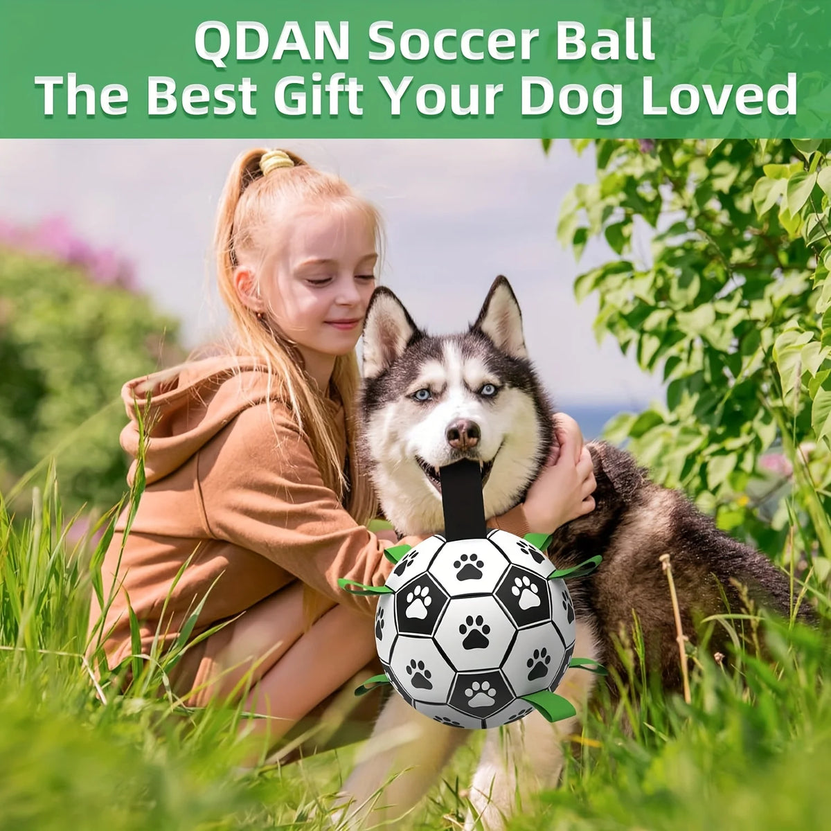Interactieve voetbal voor honden met grijplussen