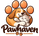 Pawhaven logo – hond en kat knuffelen in een pootafdruk